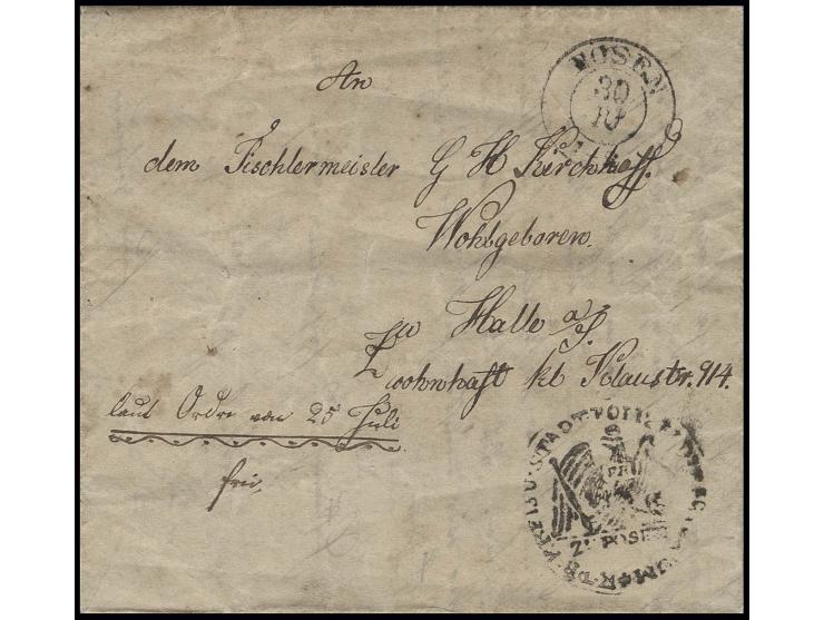 1848, Brief eines Füsiliers aus dem 8. Inf. Leib-Regiment mit DKr. "POSEN 30 10" mit Portofreiheitsvermerk: "laut Order vom 2