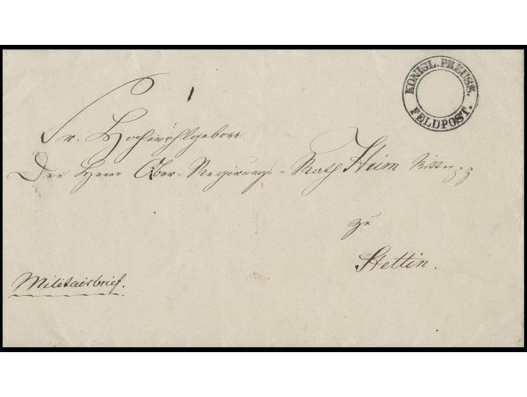 1848, "KÖNIGL. PREUSS. FELDPOST.", DKr. auf "Militairbrief" des 2. Kürassier-Regiments "Königin" (Pommersches Kavallerie-Regi