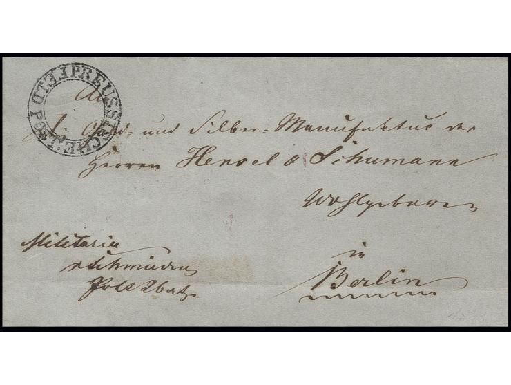 1848, "PREUSSISCHE FELDPOST.", DKr. auf "Militaria"-Brief nach Berlin, ohne "KÖNIGL.", eine andere Form eines seltenen Feldpo