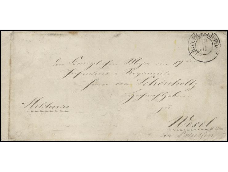 Der Kurhessische Verfassungsstreit :1850, "KÖN.PR.FELD-POST 19 11", DKr. aus dem Hauptquartier in Dorndorf (nördlich von Wetz