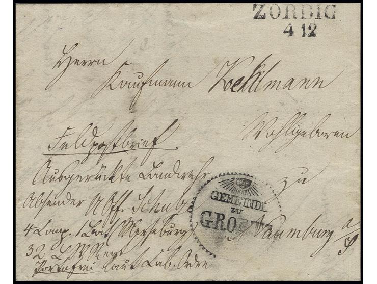 1850, Feldpostbrief, Mobilmachung des 32. Landwehr-Regiments aus Magdeburg, Absendervermerke: "Ausgerückte Landwehr, Uoff. Sc