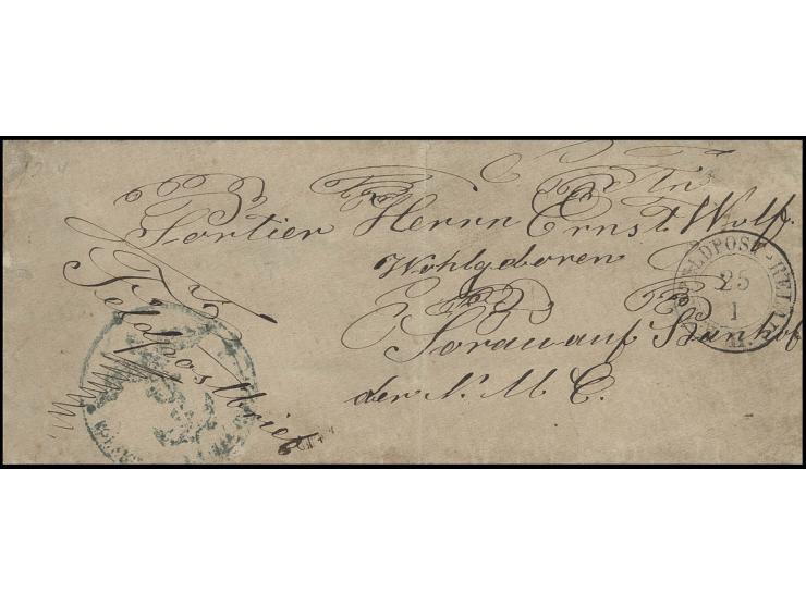 1864, "Feldpostbrief" mit Dienstsiegel der Ostseestation "KÖNIGLICHES MARINE DEPOT ZU KIEL", DKr. "K.PR. FELDPOST-RELAIS II.2