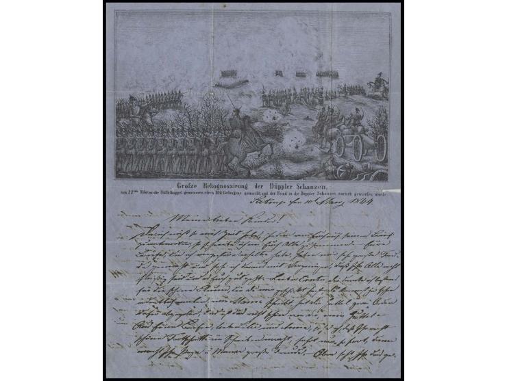 1864, "K. Pr. FELDPOST VII. ARMEE CORPS 10 3", DKr. auf Faltbrief eines Hauptmanns aus Satrup vom 10. März nach Minden mit ze