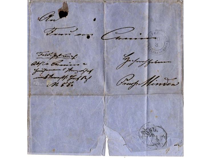 1864, "K. Pr. FELDPOST VII. ARMEE CORPS 10 3", DKr. auf Faltbrief eines Hauptmanns aus Satrup vom 10. März nach Minden mit ze