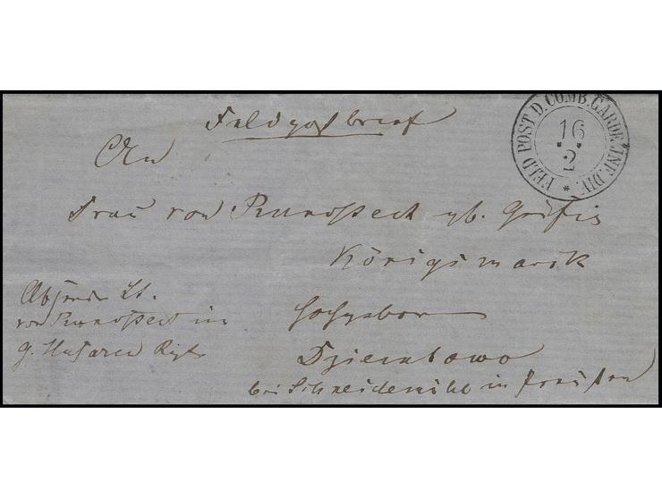 1864, "FELD POST D. COMB. GARDE INF. DIV. 16 2", DKr. (der kombinierten Garde-Infanterie-Division) nach Schneidemühl