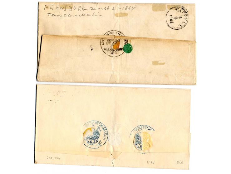 1864, 2 Briefe mit seltenen Feldpost-Relais-Stempeln, 1. DKr. "K. PR. FELDPOST-RELAIS FLENSBURG 2/3" auf Feldpost-Dienstbrief