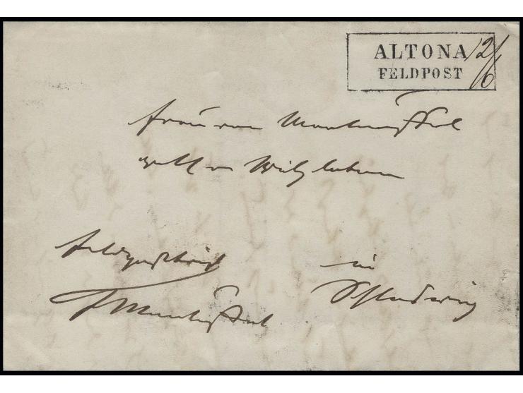 1865, "ALTONA FELDPOST", Ra2 mit handschriftlich "21/6" auf Feldpostbrief nach Schleswig, Altona war das Eisenbahnspeditionsb
