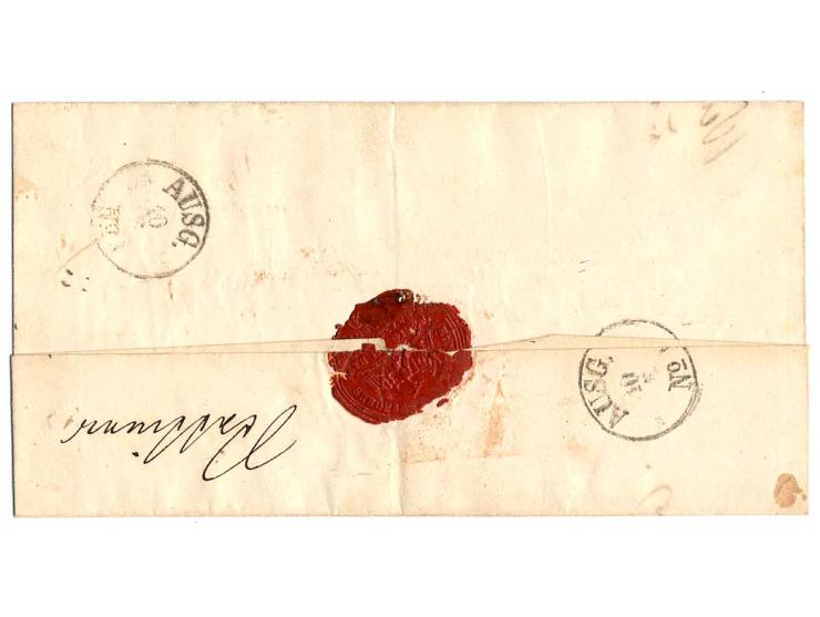 1866, "anbei ein Paket ... enthaltend Nachlaßsachen" eines Gefallenen aus den Gefechten in Böhmen, Feldpost-Paketaufkleber "v