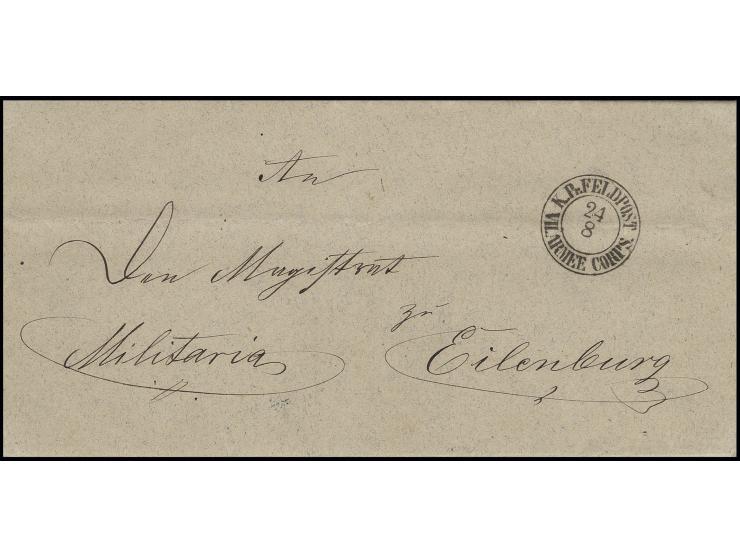 1866, "K. Pr. FELDPOST VII. ARMEE CORPS 24 8", DKr. klar auf "Militaria"-Dienstbrief
