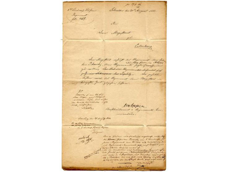 1866, "K. Pr. FELDPOST VII. ARMEE CORPS 24 8", DKr. klar auf "Militaria"-Dienstbrief