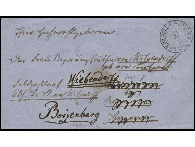 1866, "K. PR. FELDPOST-AMT II: RES. A. C. 30/8", DKr., seltener Stempel des Reserve-Armeekorps auf privatem Feldpostbrief nac
