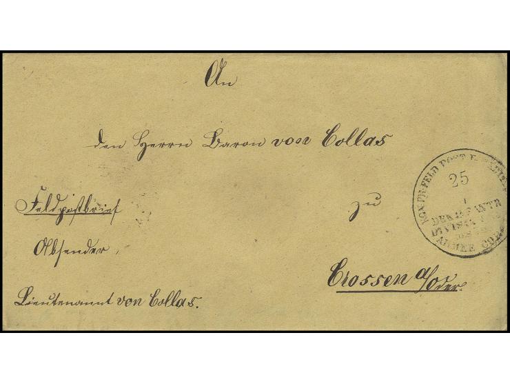 1866, "KÖN:PR: FELDPOST DER INFANTR. DIVISION No...DES 5 TEN ARMEE CORPS 25 6", EKr. auf Privatbrief nach Crossen/Oder