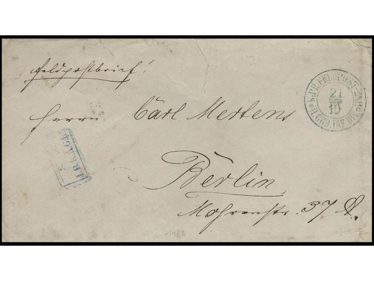 1866, "K. PR. FELDPOST-EXP. D. II. GRD. INF. DIV. 21/10", DKr. mit "S.B."-Stempel, privater Feldpostbrief nach Berlin, dem St