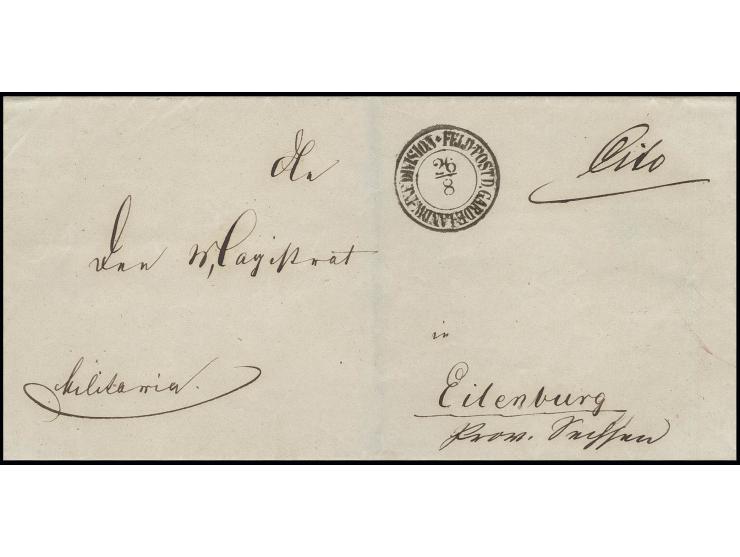 1866, "FELDPOST D. GARDE LANDW. INF. DIVISION 26/8", DKr. auf "Militaria"-Brief mit "Cito"-Vermerk nach Eilenburg