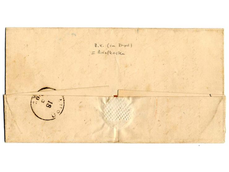 1866, Besetzung von Hannover, Feldpostbrief mit Hannover-Stempel "HILDESHEIM B K 17 8" und "S. B. 5 R. I. D. no. 63 4.B." (So