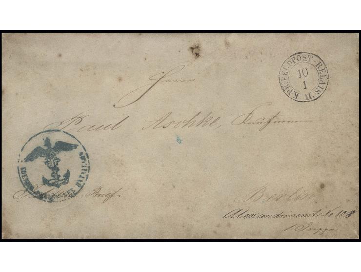 1866, Preußische Marine, Dienststempel "KOENIGL. PREUSS SEE BATAILLON" auf Feldpostbrief mit DKr. "K. PR. FELDPOST-RELAIS No.