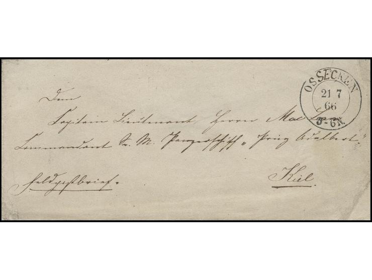 1866, Preußische Marine, Feldpostbrief an den Kommandanten "S.M. ("Seiner Majestät") Panzerschiff Prinz Adalbert", der Ostsee