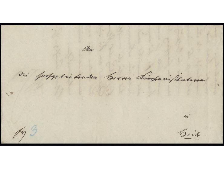 13.9.1849, Faltbrief von Wandsbeck nach Heide, mit handschriftlichem Vermerk "frei" und "3" in blau taxiert, sehr gute Erhalt