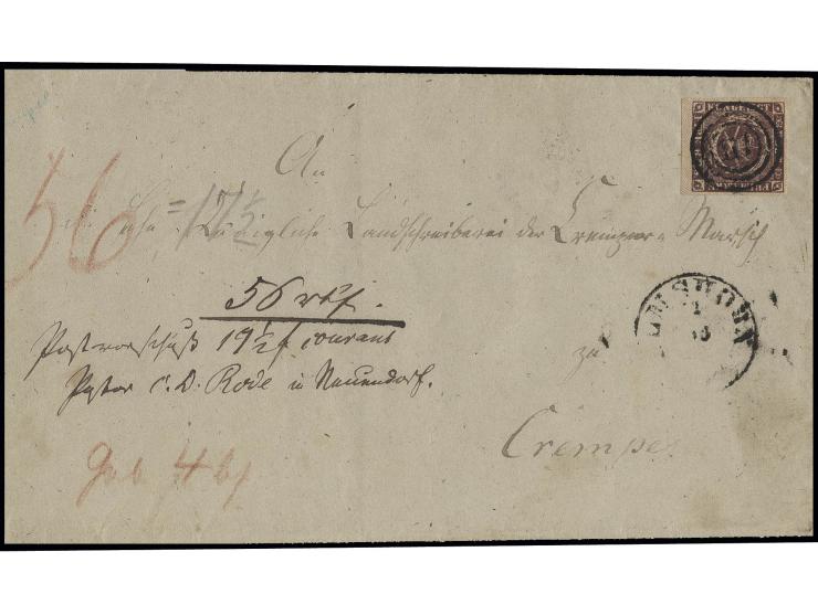 FIRE R.B.S. braun, allseits vollrandig mit linkem Bogenrand mit Nummernstempel "114" und nebengesetztem EKr. "ELMSHORN 2 10" 