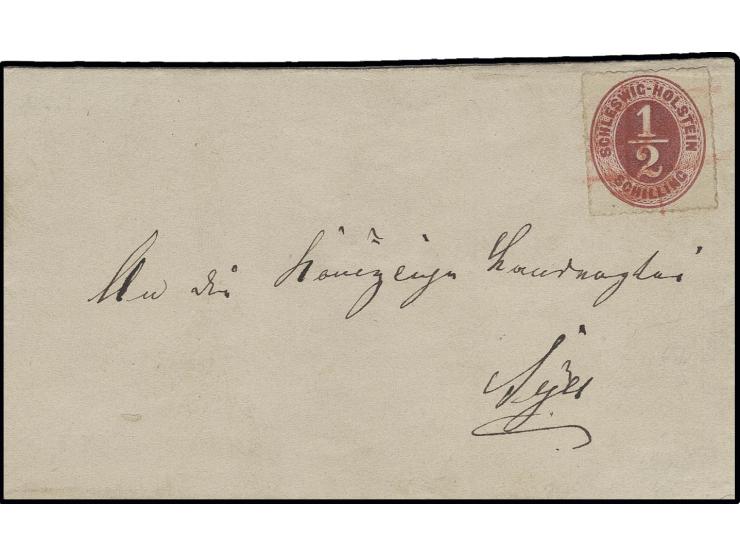 ½ S. rosa, mit roter handschriftlicher Federzugentwertung auf Lokalfaltbriefhülle von Sylt an die Königliche Landvogtei, ein 