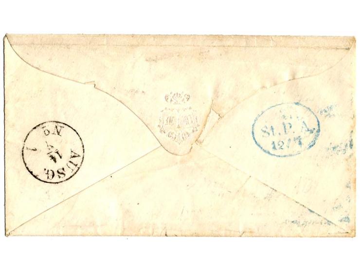 ½ S. schwarz und 1 S. rotbraun mit blauem Vierstrichstempel auf Umschlag aus dem Briefkasten nach Sylt, eigentlich war die Ve