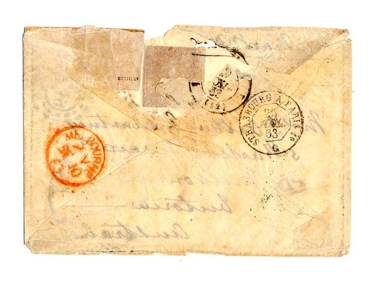 Quadratausgabe 9 Kreuzer braun, 2 Einzelwerte mit 12 Kreuzer grün, mit oMR "349" auf kleinem Briefkuvert von Neustadt 1863, ü