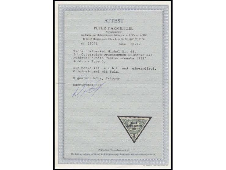 5 h. green, unused, fine, several signatures and certificate Darmietzel BPP