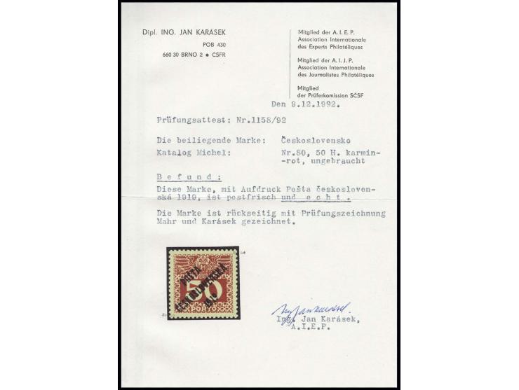 50 h., unhinged mint, fine, signed Mahr BPP and Karasek with certificate