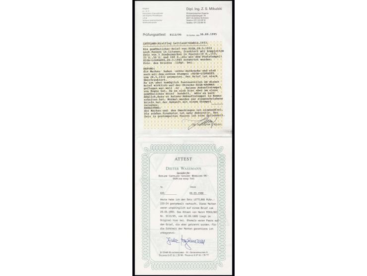  1933, Africaflight 10 s. - 100 s. on 25 s., each tied by cds. to piece, fine, certificate Wassmann and Mikulski for the form
