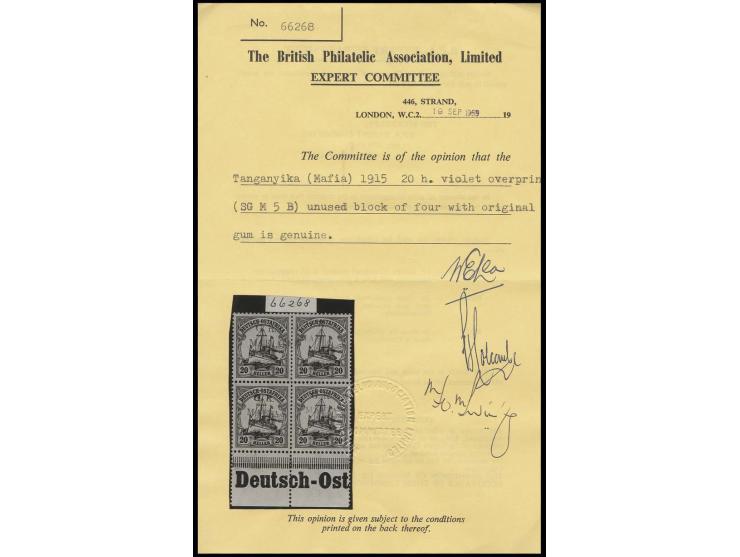 20 h. black and red/yellow, block of four with lower sheet margin, 3 stamps unhinged mint, fine, certificate BPA
