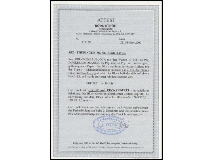 dito, sauber gestempelt "ERFURT1z 30.3.46" auf Briefstück, Fotoattest Ströh BPP (Mi.1.700,-)