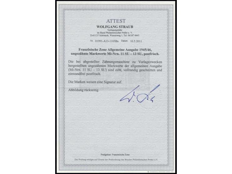 1-5 M., ungezähnte Vorzugsdrucke, postfrisch, private Signatur und Fotoattest Straub BPP