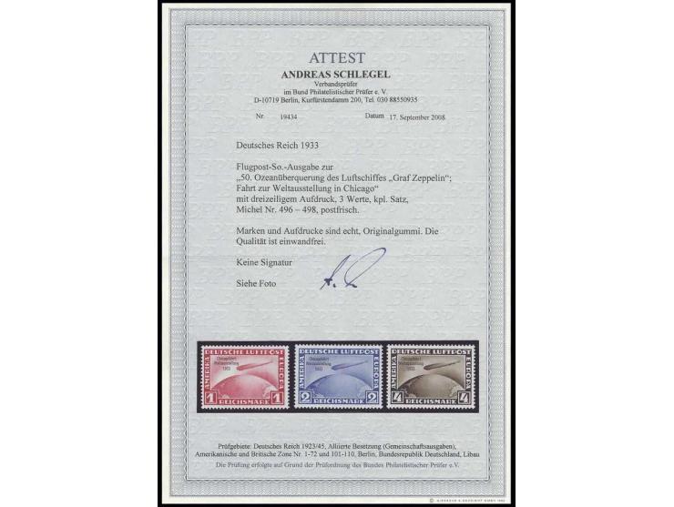 1933, Chicagofahrt 1-4 M. kpl., postfrisch, Kabinett, Fotoattest A. Schlegel BPP (Mi. 4000,-)
