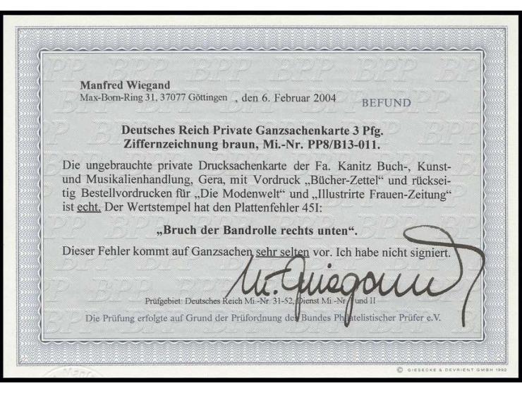 1880 (ca.), Privat-Ganzsachenkarte "Bücher-Zettel" der Kanitz'schen Buch-, Kunst- und Musikalienhandlung in Gera, ungebraucht
