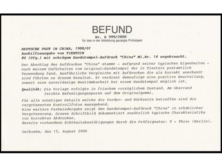  80 Pfg., sauber ungebraucht, Kabinett, sign. Thier und Fotoattest Jakubek