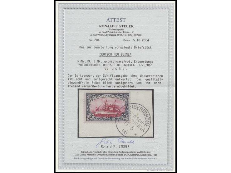 5 M. mit nur einem Stempel "HERBERTSHÖHE 17/5 06" auf Briefstück, Kabinett, Fotoattest R. Steuer BPP (Mi. 600,-)