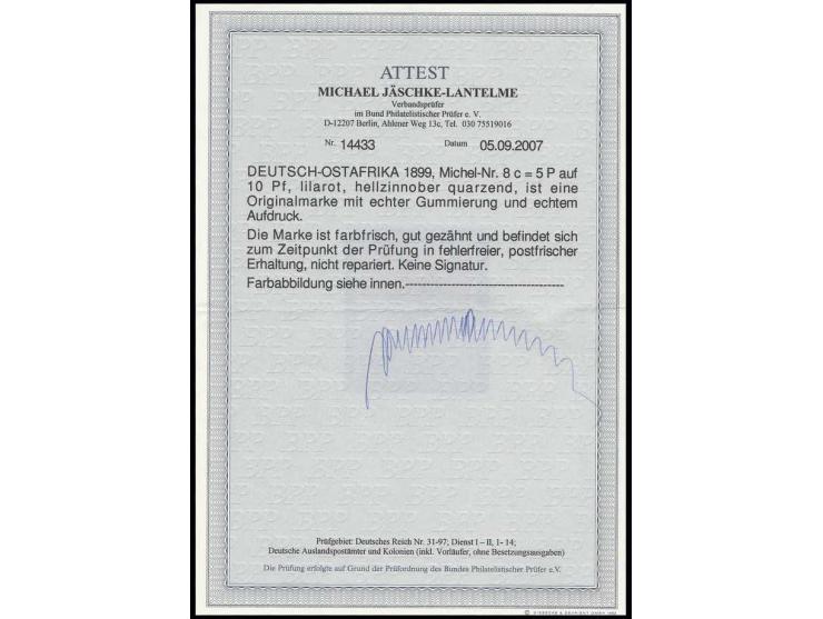 5 P. lilarot, postfrisch, Kabinett, Fotoattest Jäschke-L. BPP (Mi. 1.100,-)