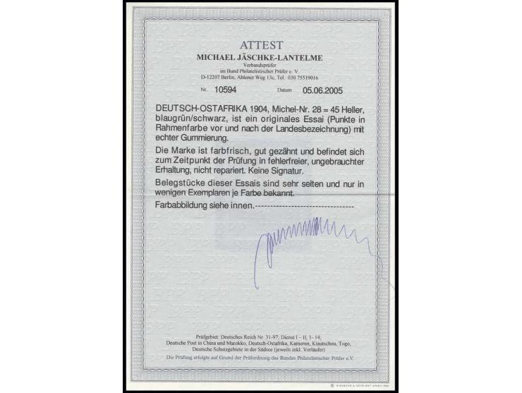 dito, in blaugrün/schwarz, ungebraucht, Kabinett, Fotoattest Jäschke.-L. BPP, nur in wenigen Exemplaren je Farbe bekannt