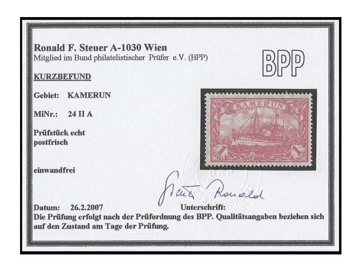 1 M. Kriegsdruck mit Zähnung A, postfrisch, Kabinett, unsigniert mit Kurzbefund R. Steuer BPP (Mi. 350,-)