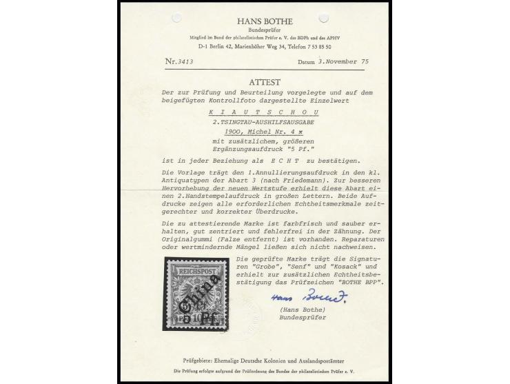 5 Pf. auf 10 Pfg. mit zusätzlichem Handstempelaufdruck "5 Pf." in größerer Type, ungebraucht, Kabinett, u.a. sign. Bothe mit 