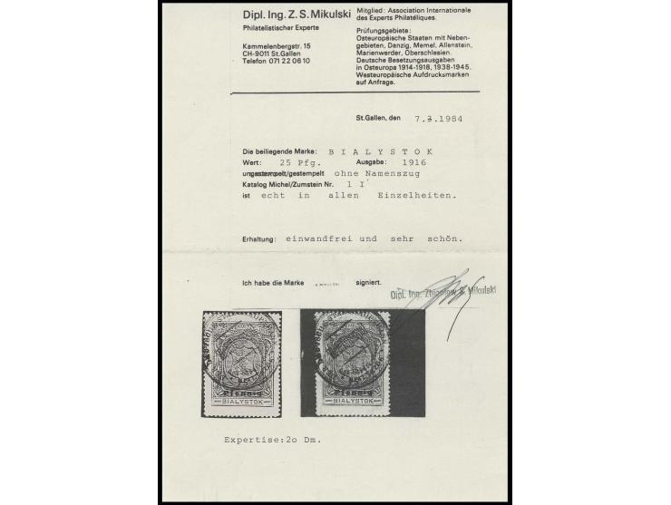 1916, 25 Pfg., ohne bzw. mit Namenzug, sauber gestempelt, Pracht, sign. bzw. Fotoattest Mikulski