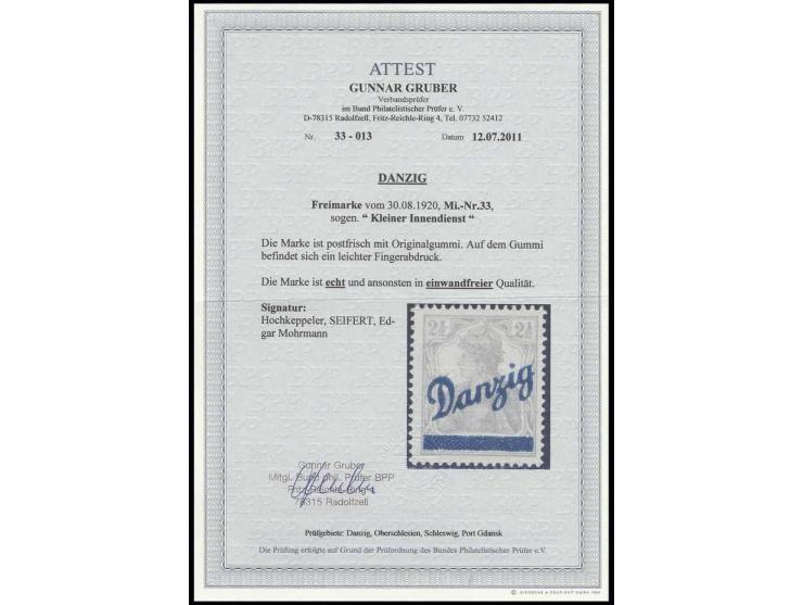  2½ Pfg., postfrisch, minimaler Fingerabdruck, Kabinett, Fotoattest Gruber BPP