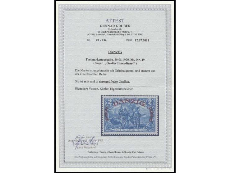  2 M., sauber ungebraucht, Kabinett, sign. Vossen und Fotoattest Gruber BPP