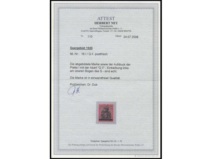 80 Pfg. mit Abart "Einkerbung links am oberen Bogen des S", postfrisch, Kabinett, Fotoattest H. Ney BPP