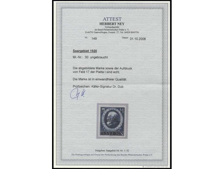 5 M., ungebraucht, Pracht, sign. Dr. Dub und Fotoattest H. Ney BPP (Mi. 1.000,-)