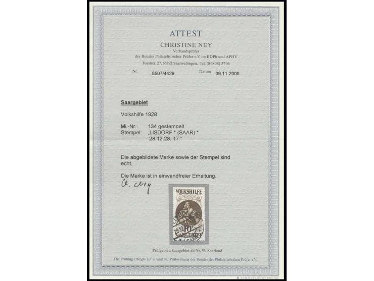 1928, Volkshilfe Madonna 10 Fr., gestempelt "LISDORF 28.12.28", tadellos, Fotoattest Ney BPP (Mi. 5.000,-)