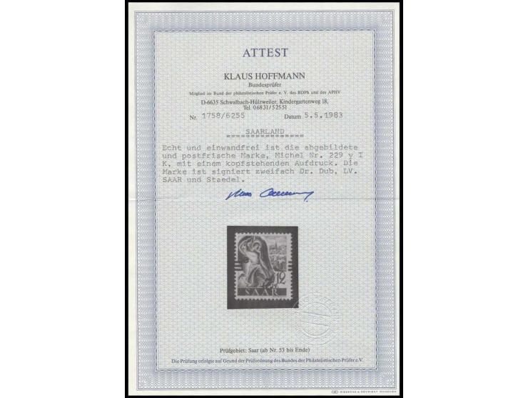 2 Fr. auf 12 Pfg. mit Wz. 1Y, kopfstehender Aufdruck, postfrisch, mehrfach sign. und Fotoattest Hoffmann BPP (Mi. 650,-)