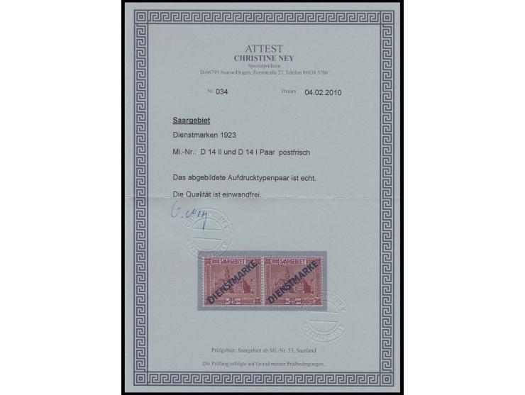 1923, 25 C. im waagerechten Typenpaar der Typen II und I, postfrisch, Pracht, Fotoattest Chr. Ney (Mi. 800,-)