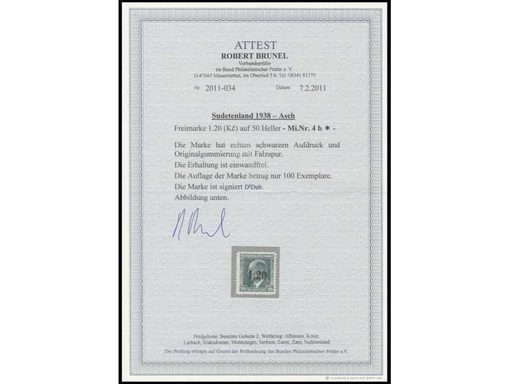 1938, 1.20 auf 50 H., schwarzer Aufdruck, ungebraucht, Kabinett, sign. Dub und Fotoattest Brunel BPP