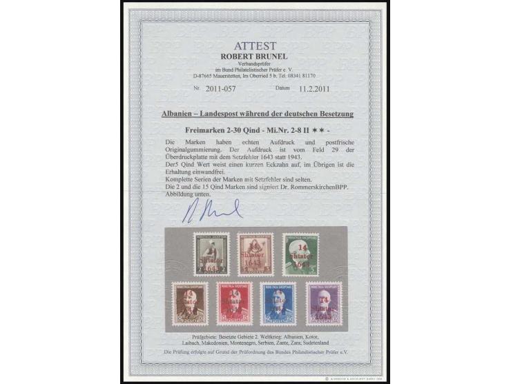  2-30 Q. einheitlich mit Aufdruckfehler "1643 statt 1943", postfrisch, 5 Q. ein kurzer Zahn oben rechts, sonst einwandfrei, F